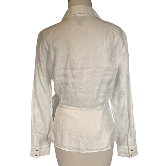 INC International Concepts White Wrap Blouse Size M 100% Linen Cotton NWOT - Picture 2 of 12